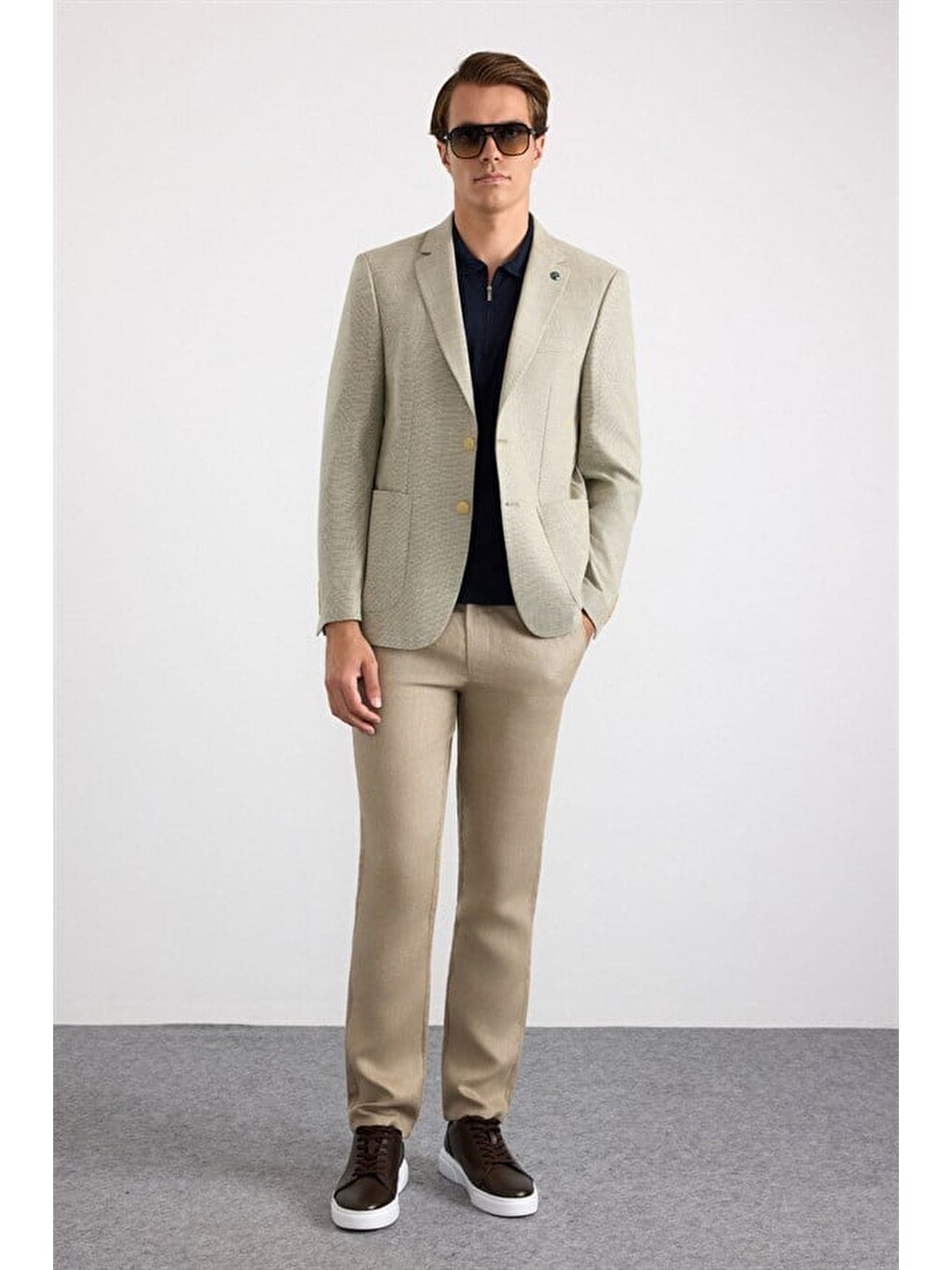 Turkuaz Su Yeşili Slim Mono Yaka Düz Poplin Torba Cep 6 Drop Klasik Ceket-7