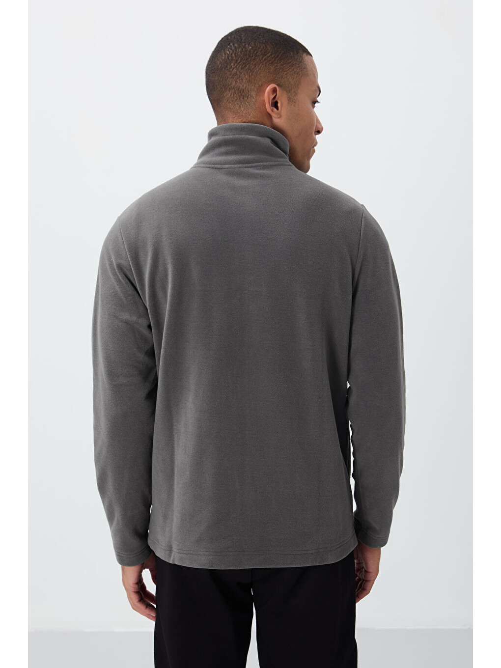 Hardy Koyu Gri Standart Kalıp Polar Erkek Fermuarlı Sweatshirt Hırka - 88299-4