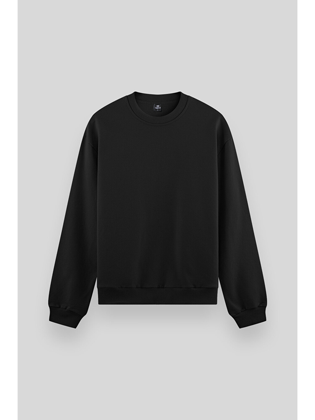 Siyah Basic Bisiklet Yaka Rahat Form Erkek Sweatshirt - 88053
