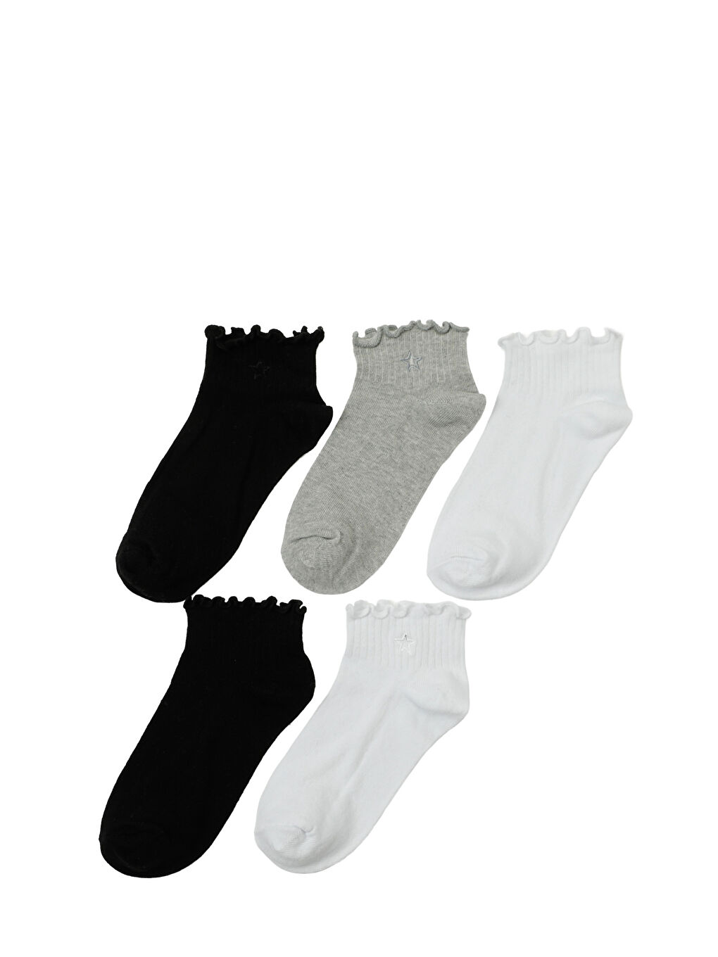 Siyah YILDIZ NKS 5 LI PTK-W 5PR SIYAH MULTI Kadın 5'li Patik Çorap