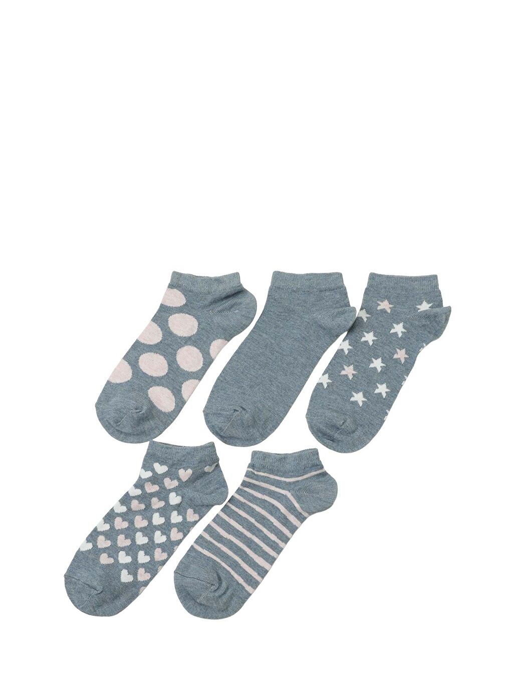 KALP 5 LI PTK-W 5PR Mavi Kadın 5'li Patik Çorap