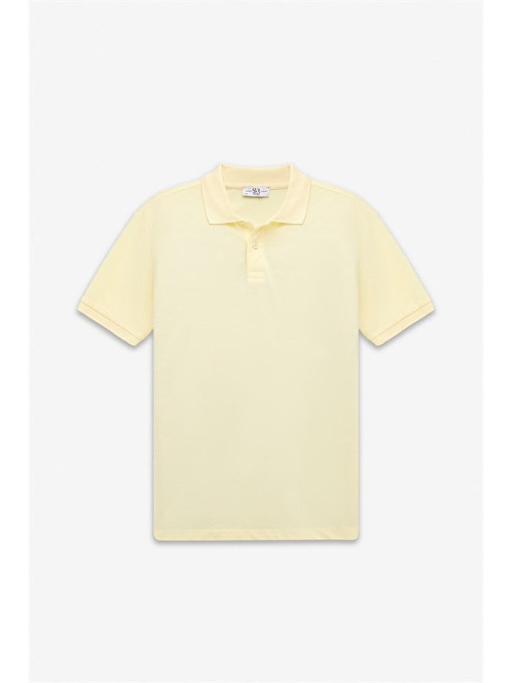 Sarı Slim Düz Nakışlı Pike Düğmeli Polo Yaka Tişört-4