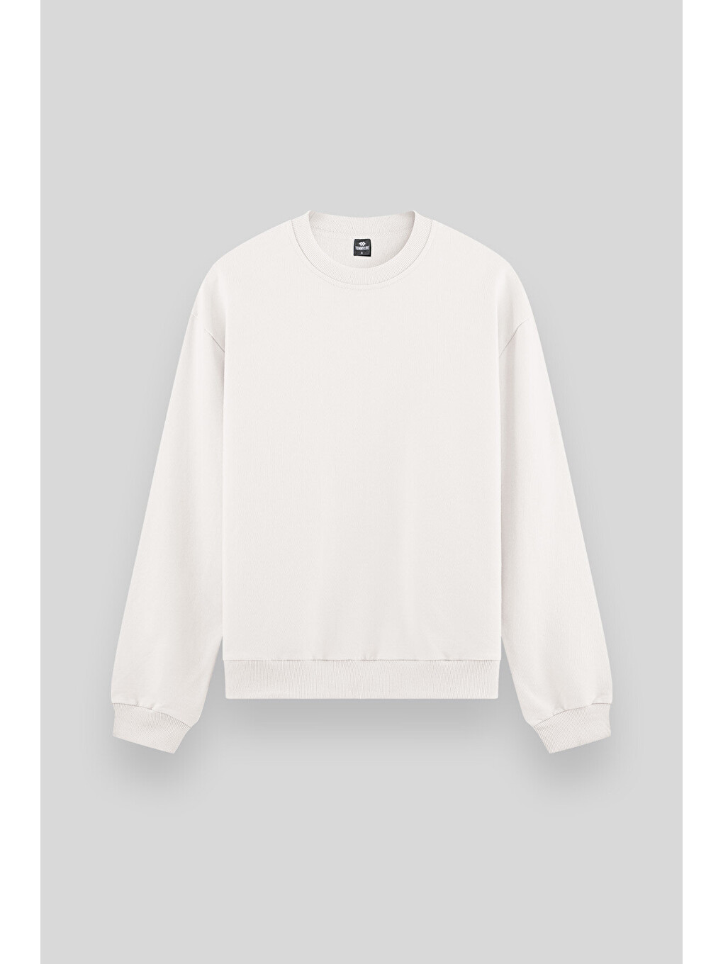Ekru Basic Bisiklet Yaka Rahat Form Erkek Sweatshirt - 88053