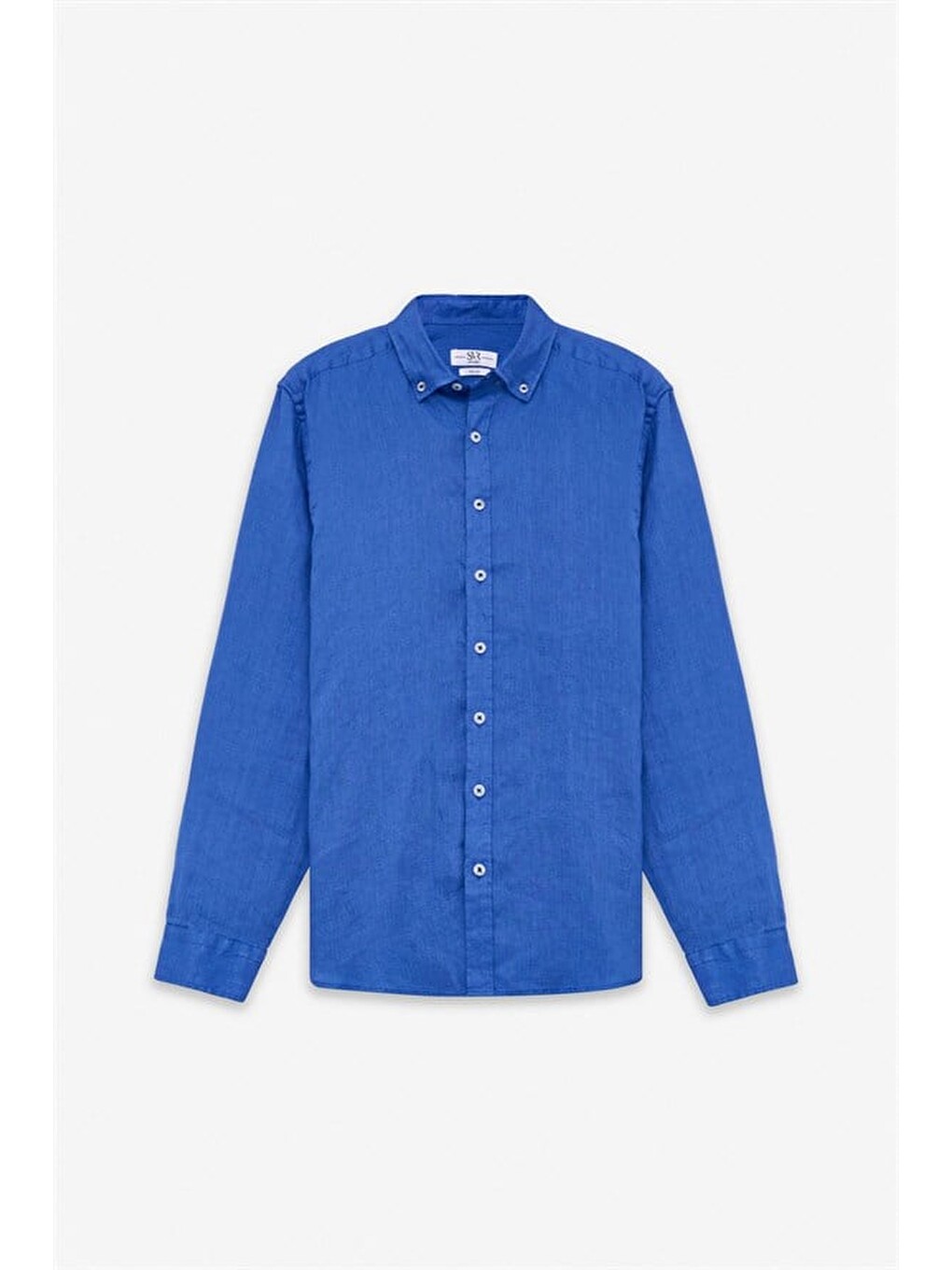 Saks Mavi Regular Klasik Yaka Düz Cepsiz Düğmeli Uzun Kollu Casual Gömlek-8
