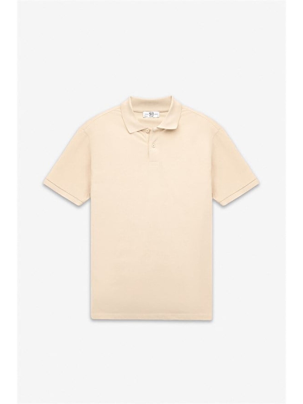 Bej Regular Düz Nakışlı Pike Düğmeli Polo Yaka Tişört-5