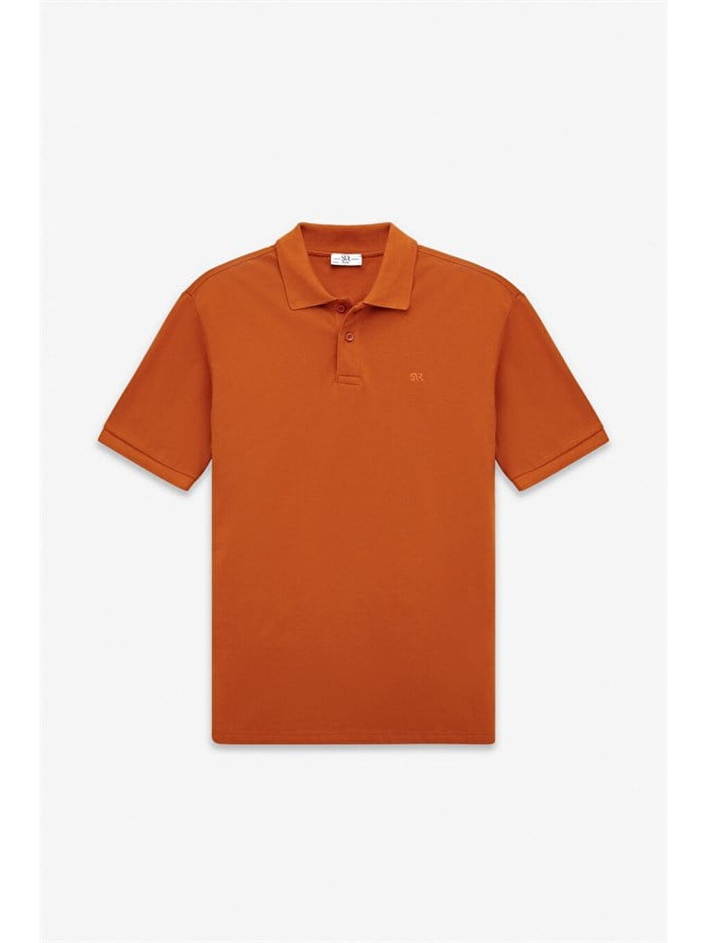 Kahverengi Kiremit Regular Düz Nakışlı Pike Düğmeli Polo Yaka Tişört-4