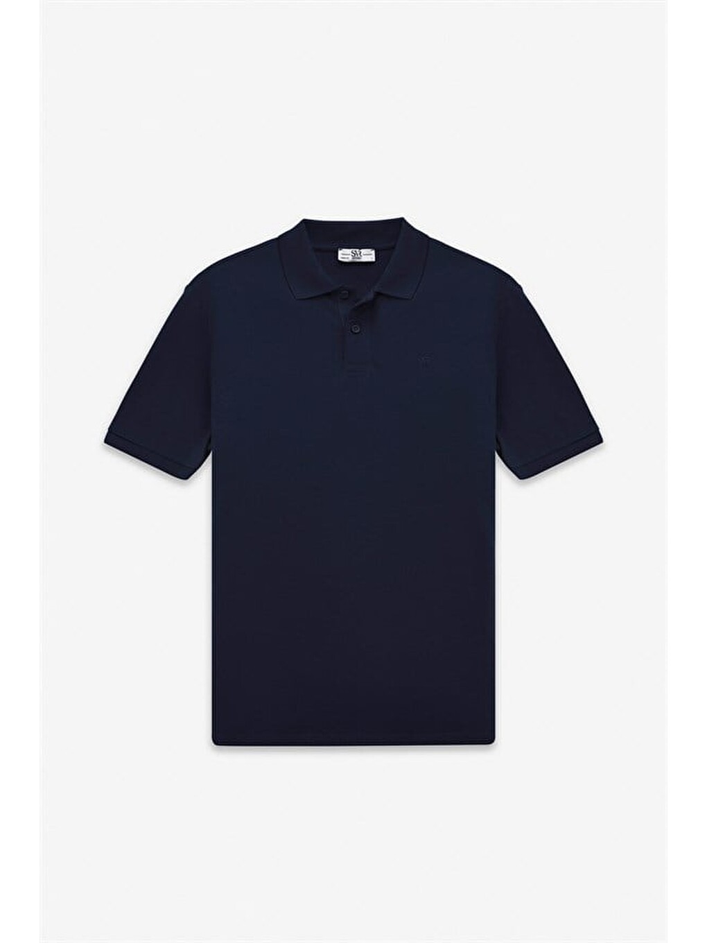 Lacivert Regular Düz Nakışlı Pike Düğmeli Polo Yaka Tişört-5
