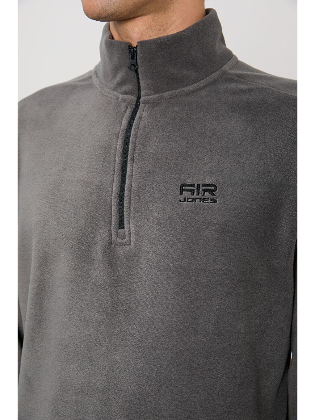 River Koyu Gri Dik Yaka Erkek Polar Sweatshirt - 88310-4