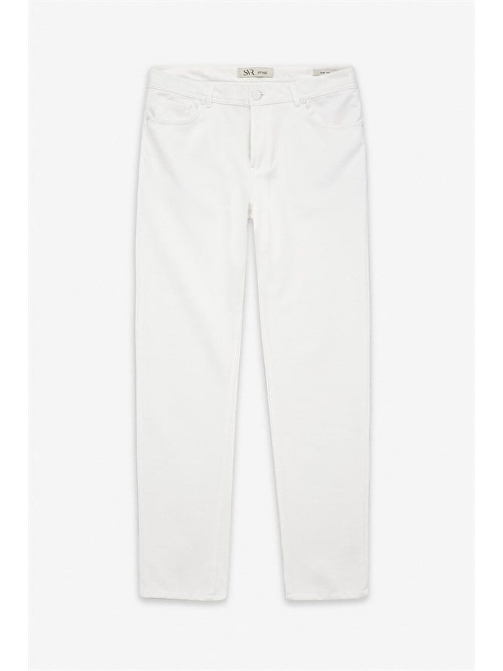 Beyaz Slim Karışık Desen Armürlü Normal Bel Casual Pantolon-5