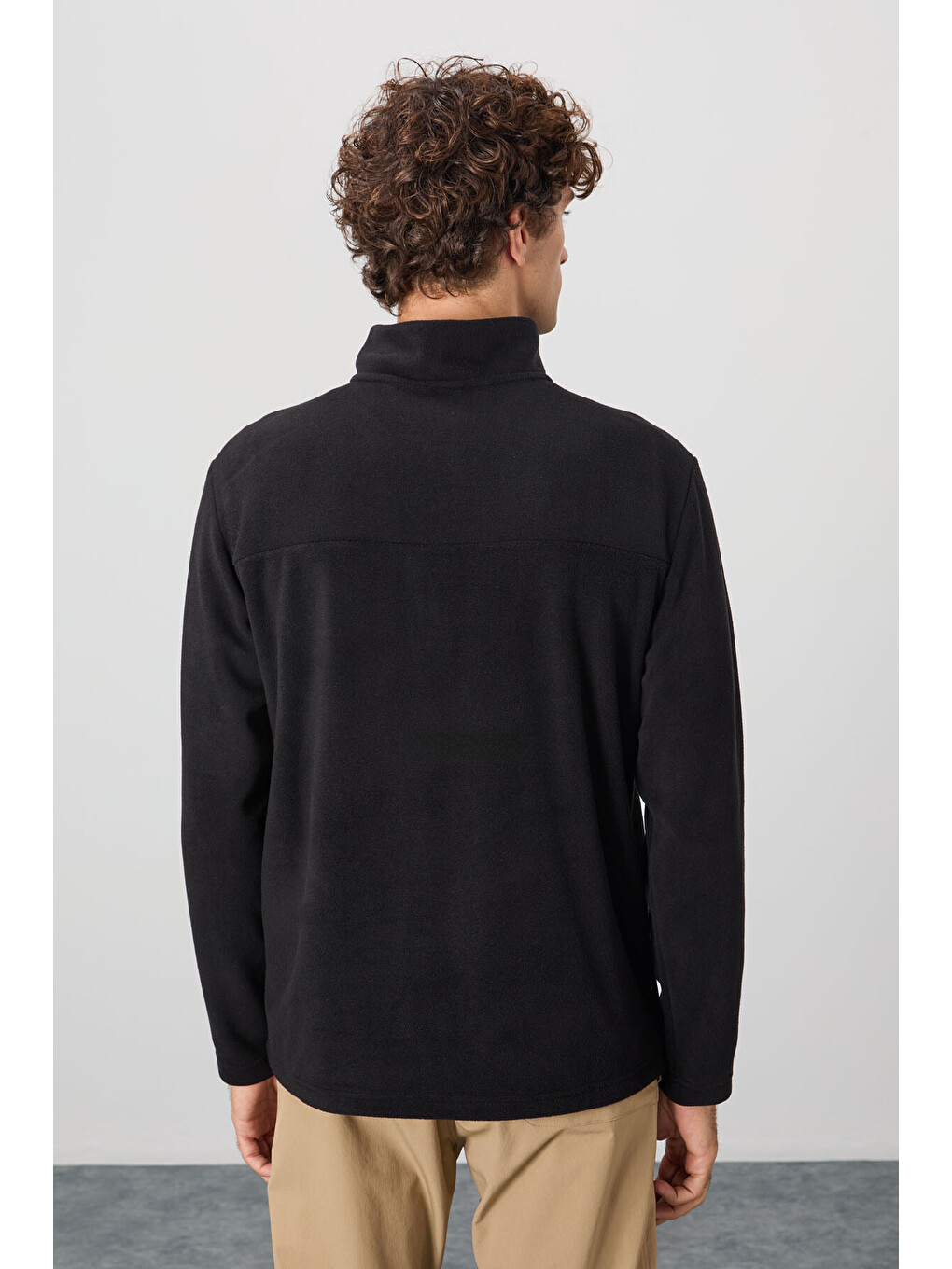 River Siyah Dik Yaka Erkek Polar Sweatshirt - 88310-4