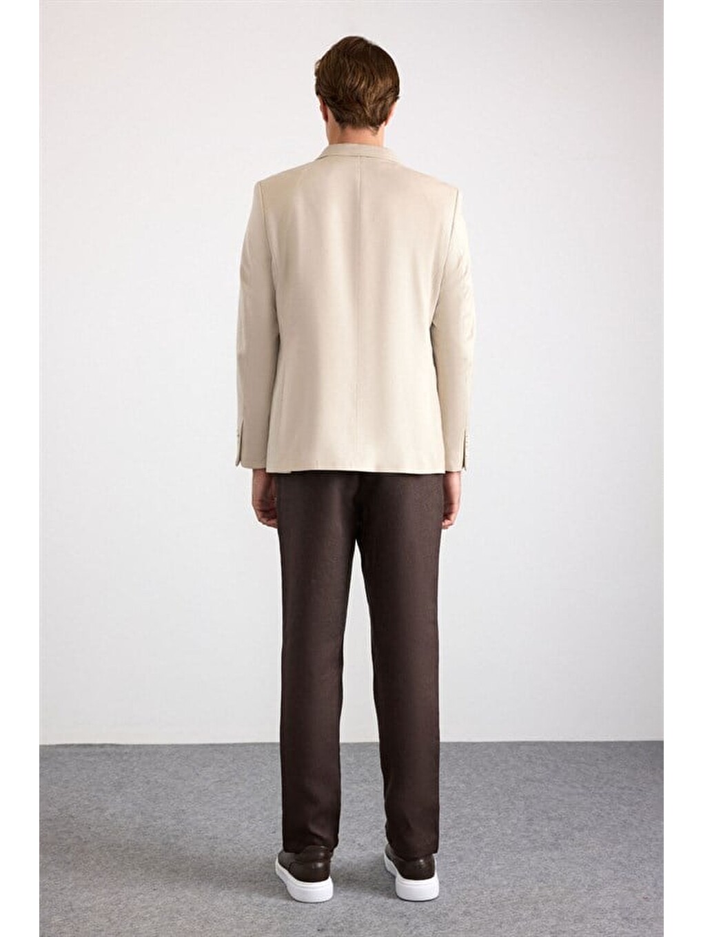 Bej Slim Mono Yaka Torba Cep 6 Drop Klasik Ceket-6