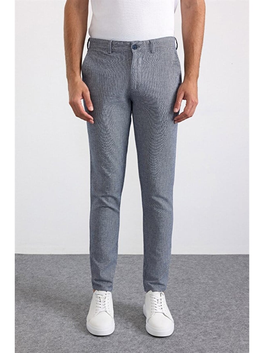 Lacivert Slim Casual Pantolon-1
