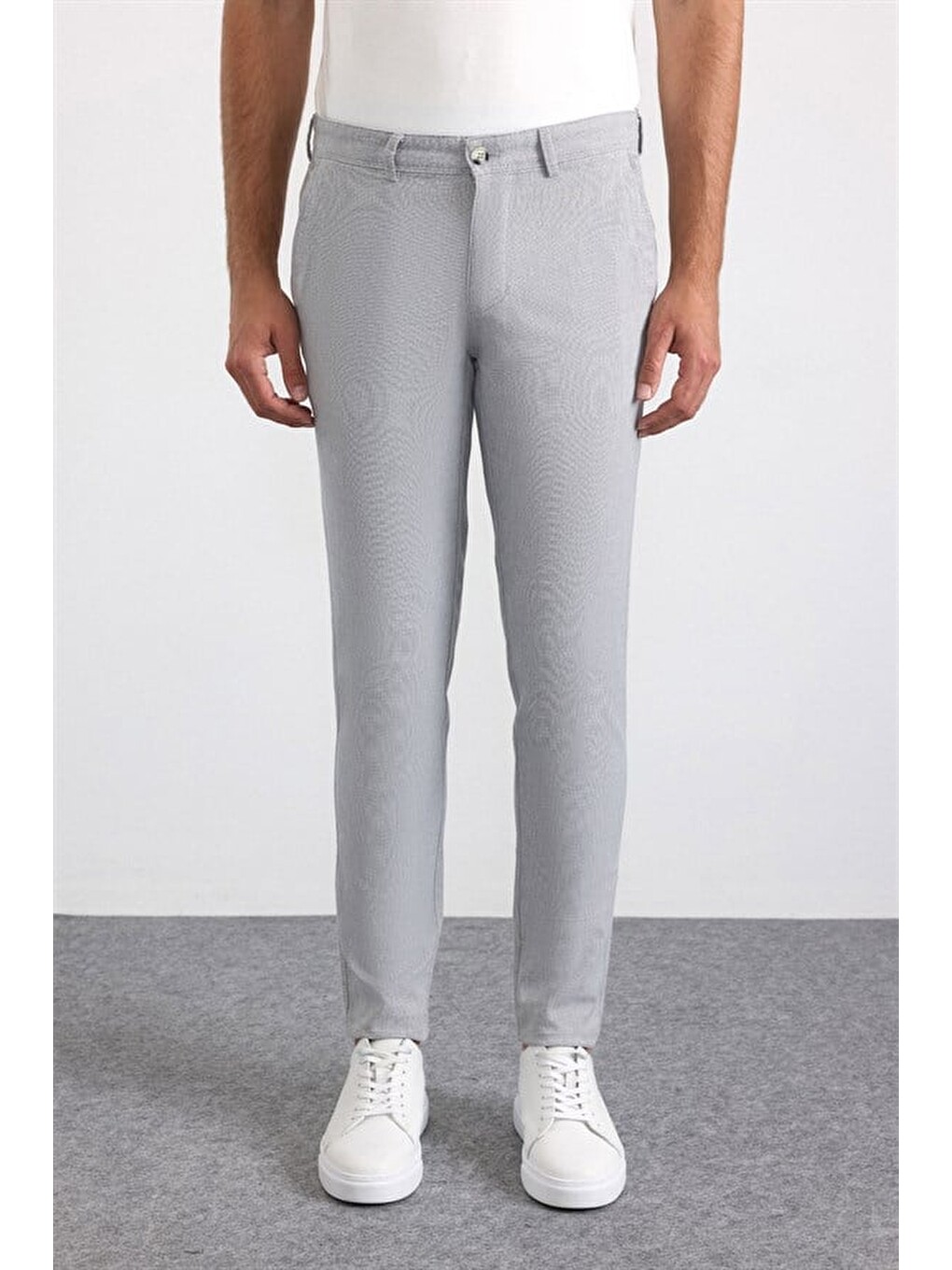 Gri Slim Casual Pantolon-1