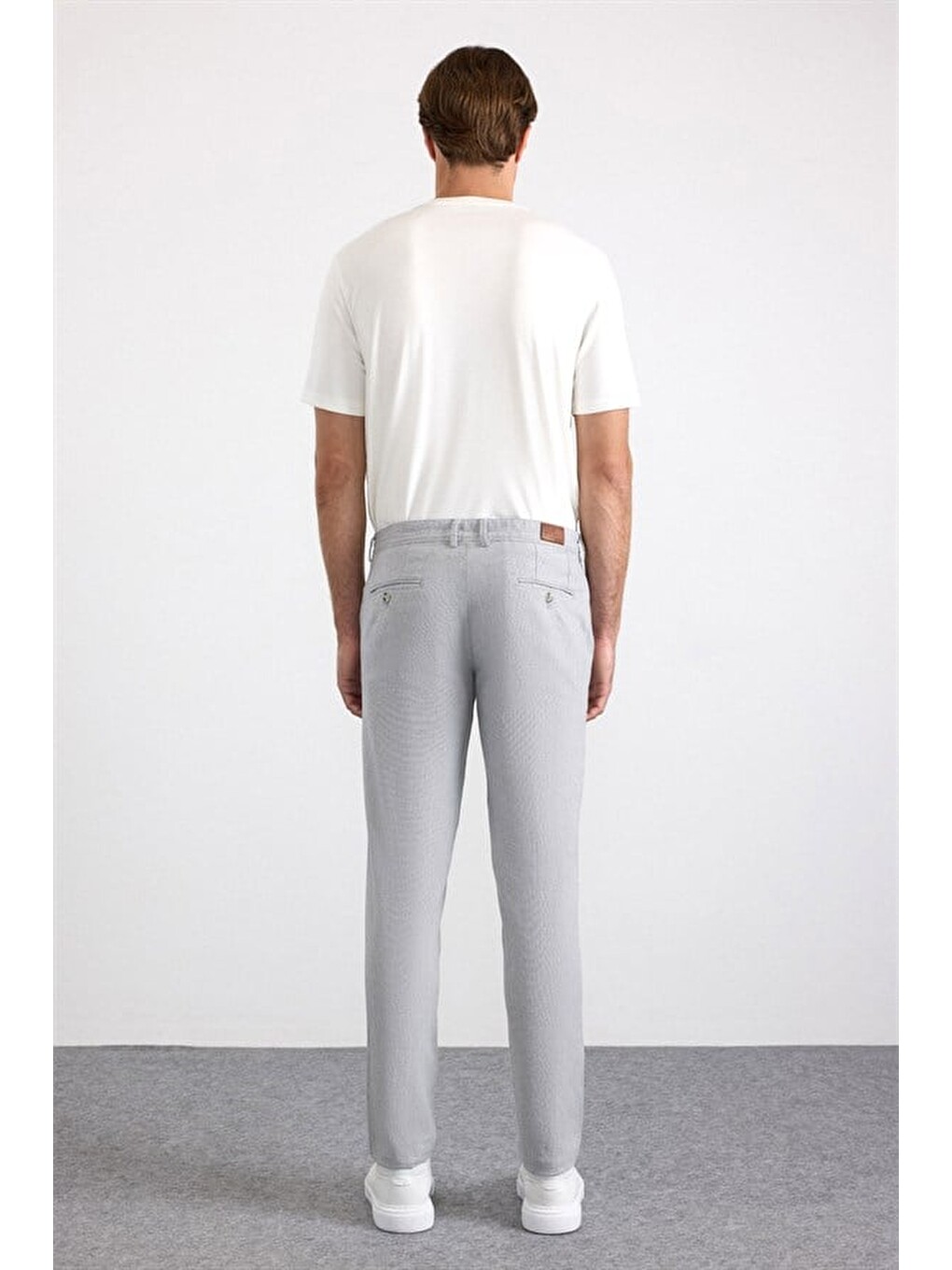 Gri Slim Casual Pantolon-4