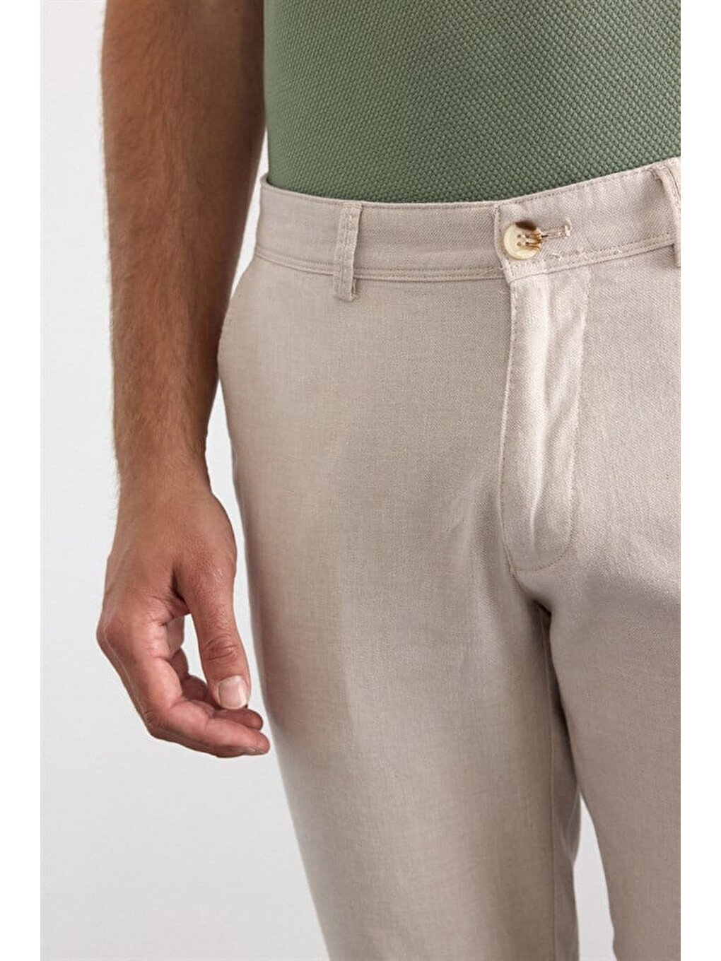 Bej Slim Casual Pantolon-2