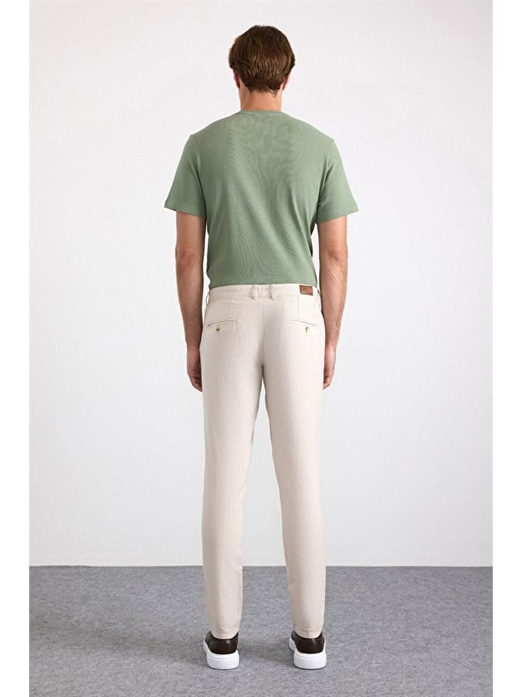 Bej Slim Casual Pantolon-4