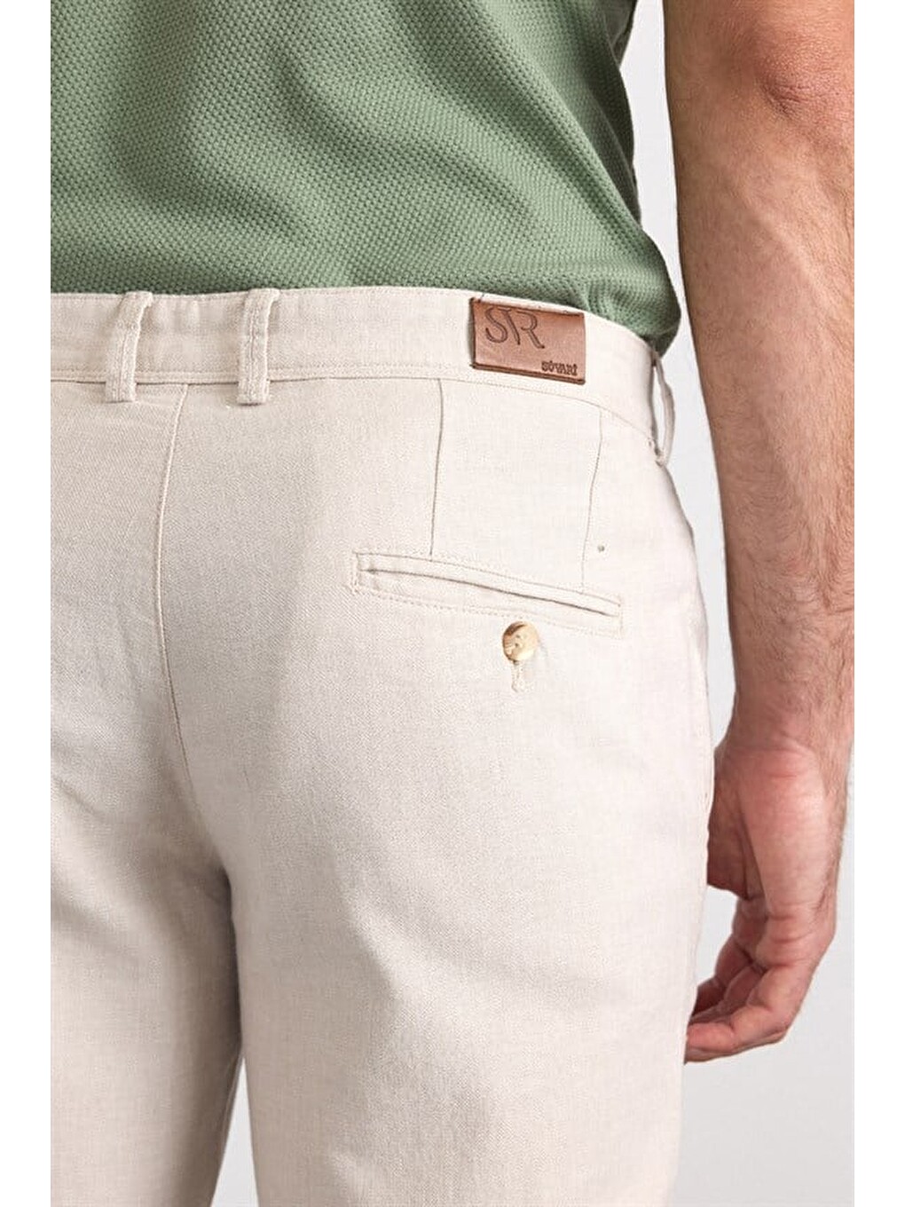 Bej Slim Casual Pantolon-5