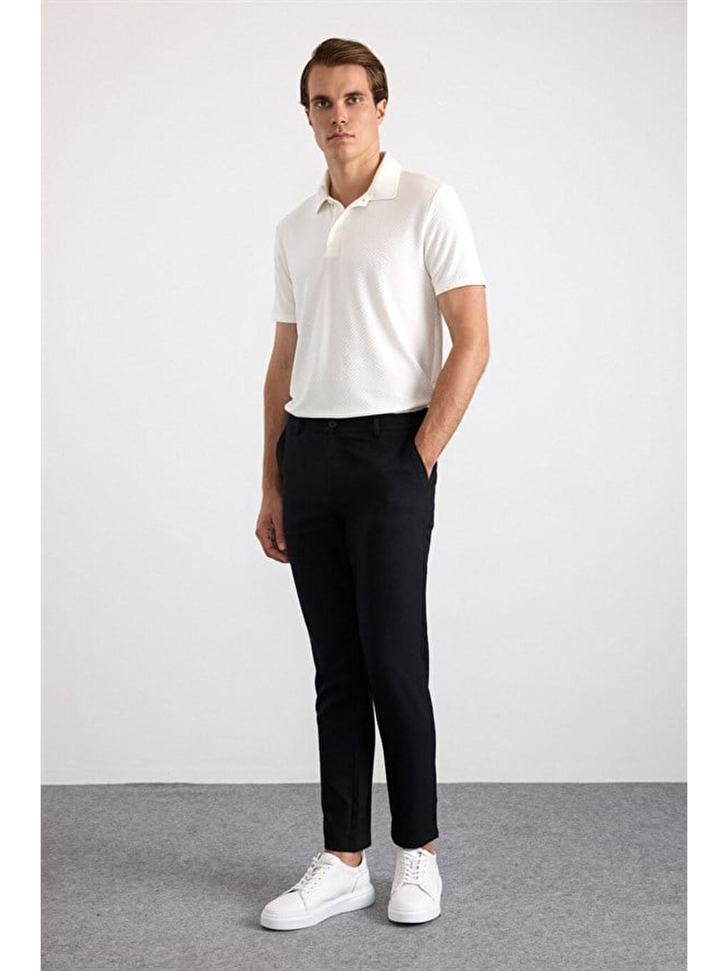 Siyah Slim Düz Pantolon-1