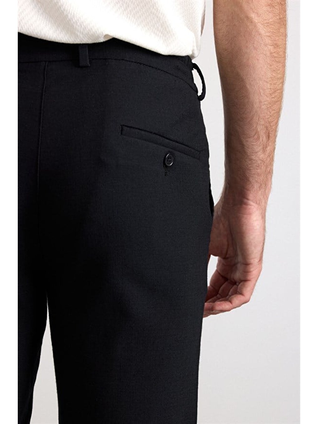 Siyah Slim Düz Pantolon-4