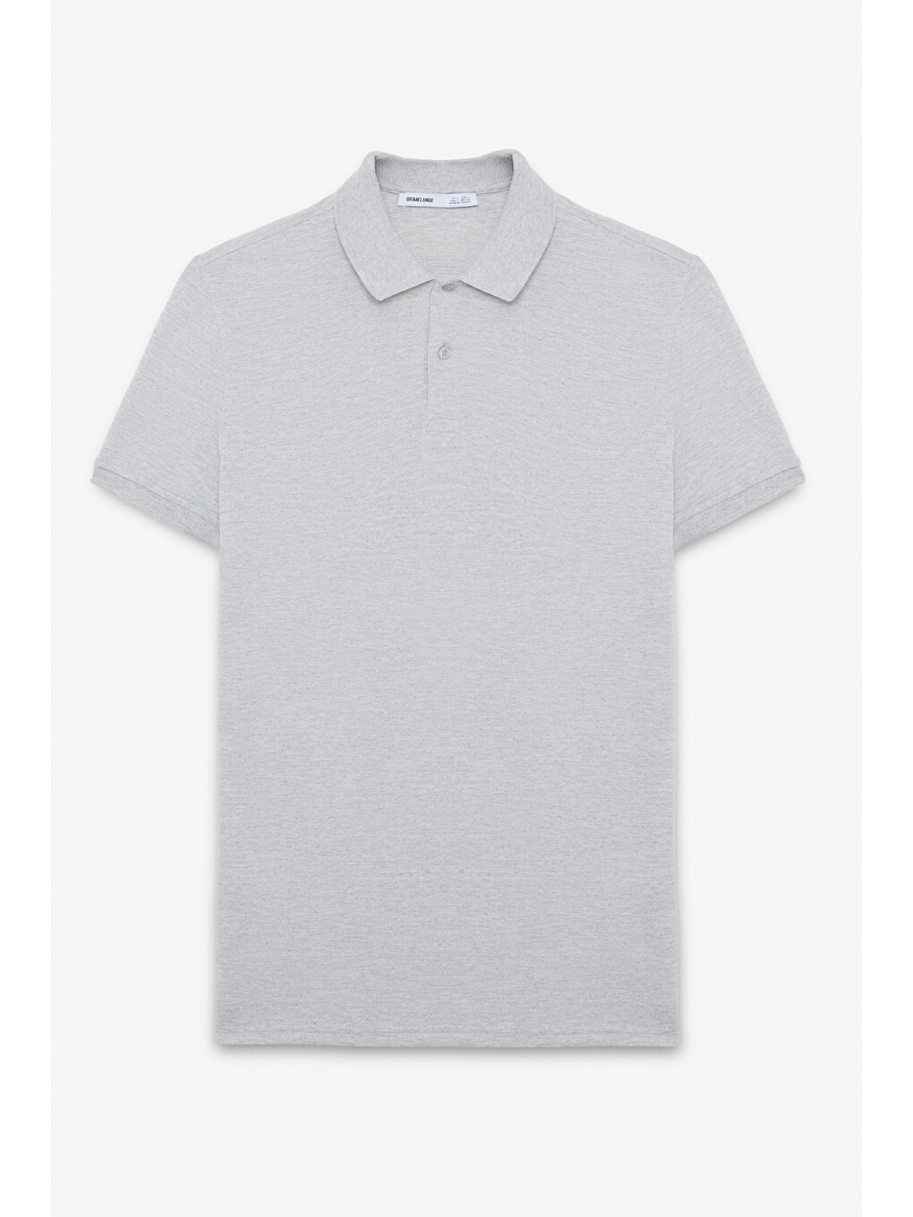 Erkek %100 Pamuk Kısa Kollu Regular Fit Gri Melanj Polo Yaka Tişört