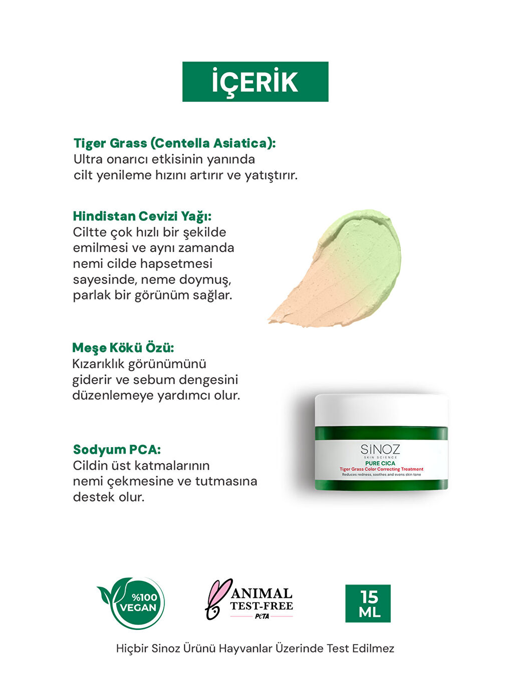 Pure Cica Tiger Grass Ton Eşitleyici Yoğun Onarıcı Yatıştırıcı Kızarıklık Karşıtı Yüz Kremi 15 ML-2