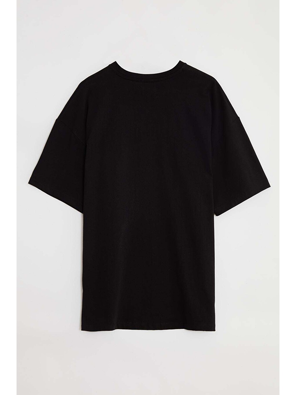Rıver Erkek Oversize Fit Bol Kesim Nakış İşlemeli Basic Örme Siyah Tişört-2