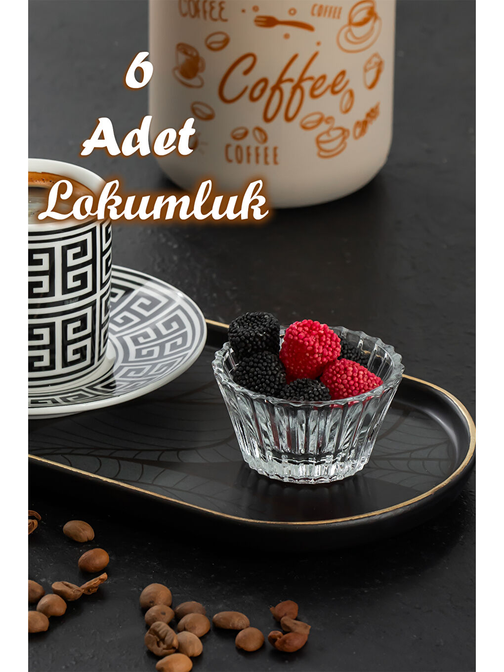 Renksiz Sadaf 6'lı Kahve Yanı Lokumluk Sunumluk Cam Kase Seti