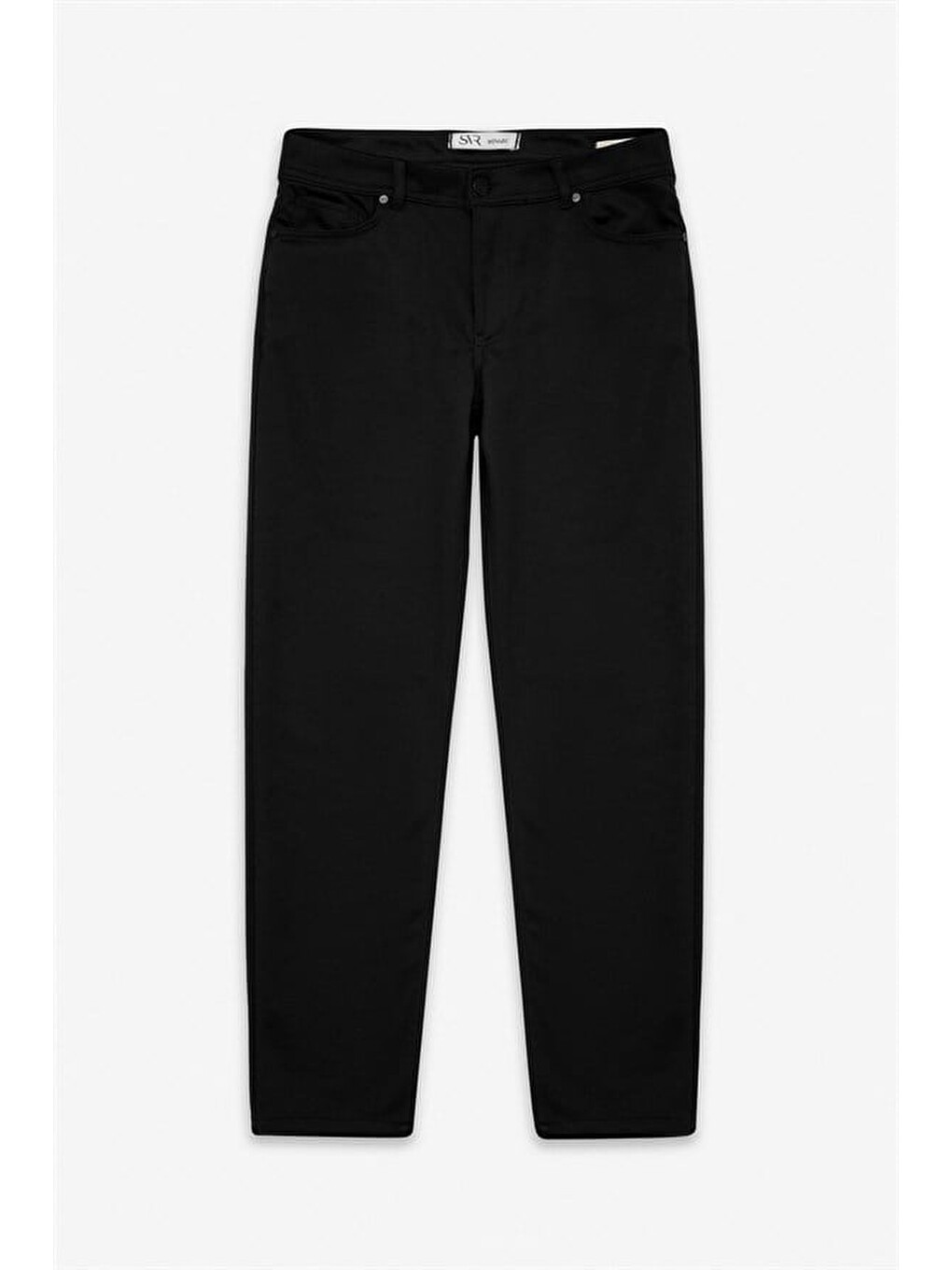 Siyah Slim Karışık Desen Armürlü Normal Bel Casual Pantolon-5