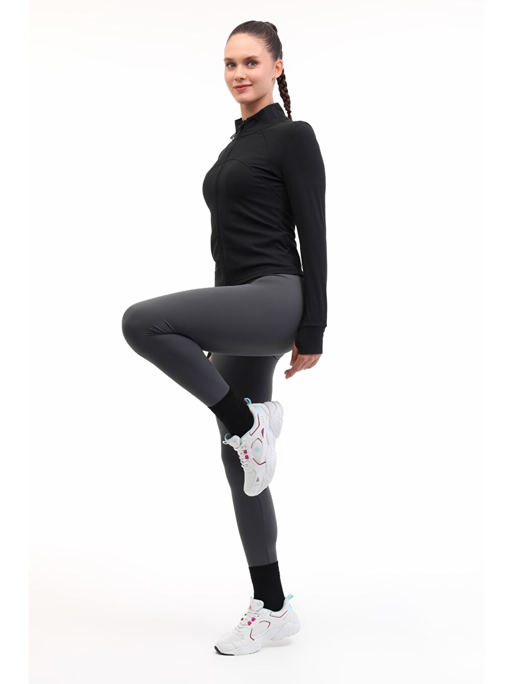 WL 63S-QFY-SW11 5PR Siyah Kadın Eşofman Üstü-2