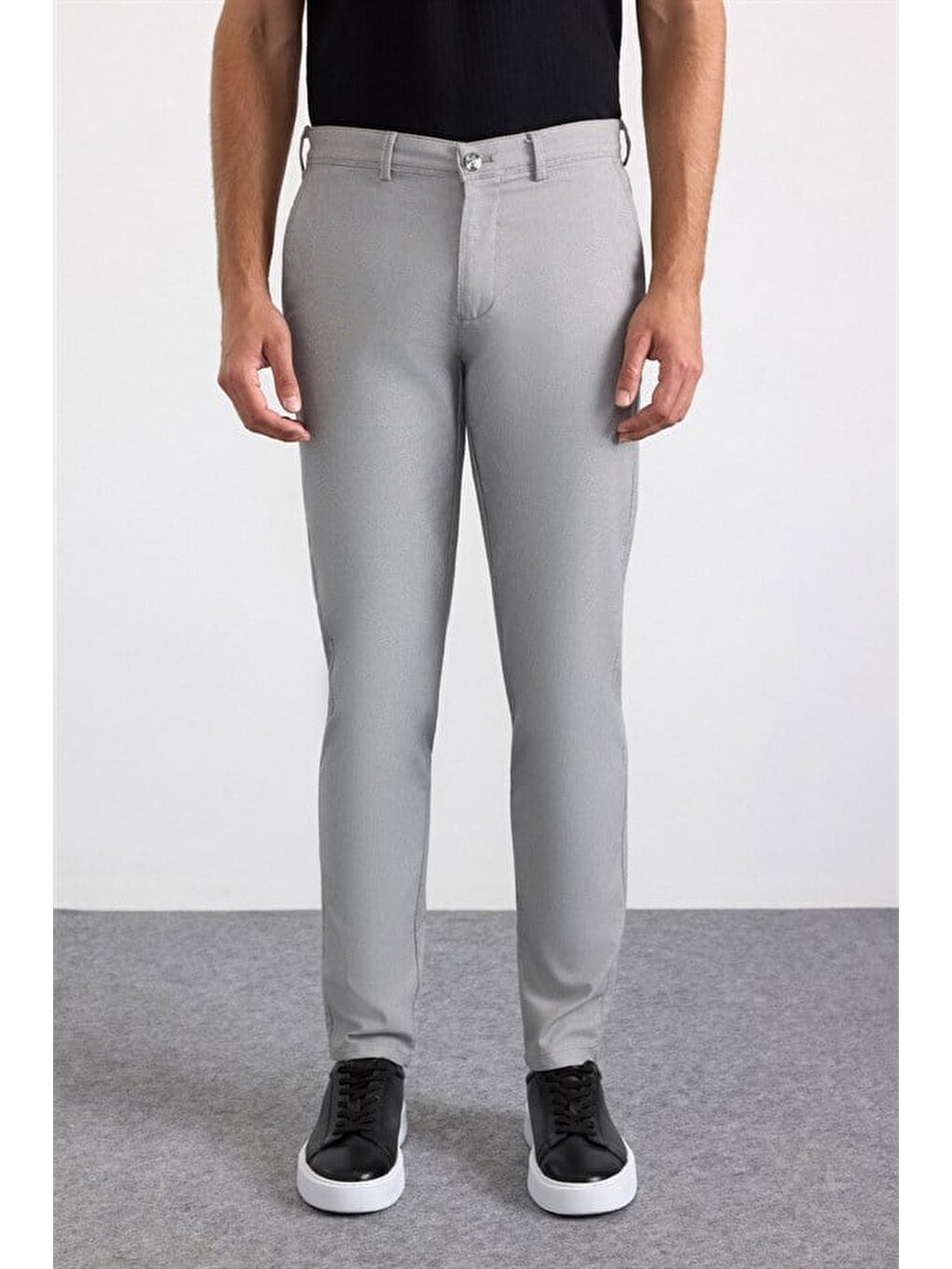 Gri Slim Casual Pantolon-1