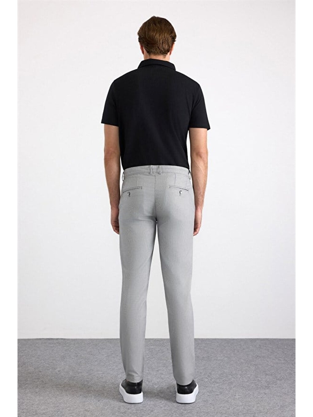 Gri Slim Casual Pantolon-4