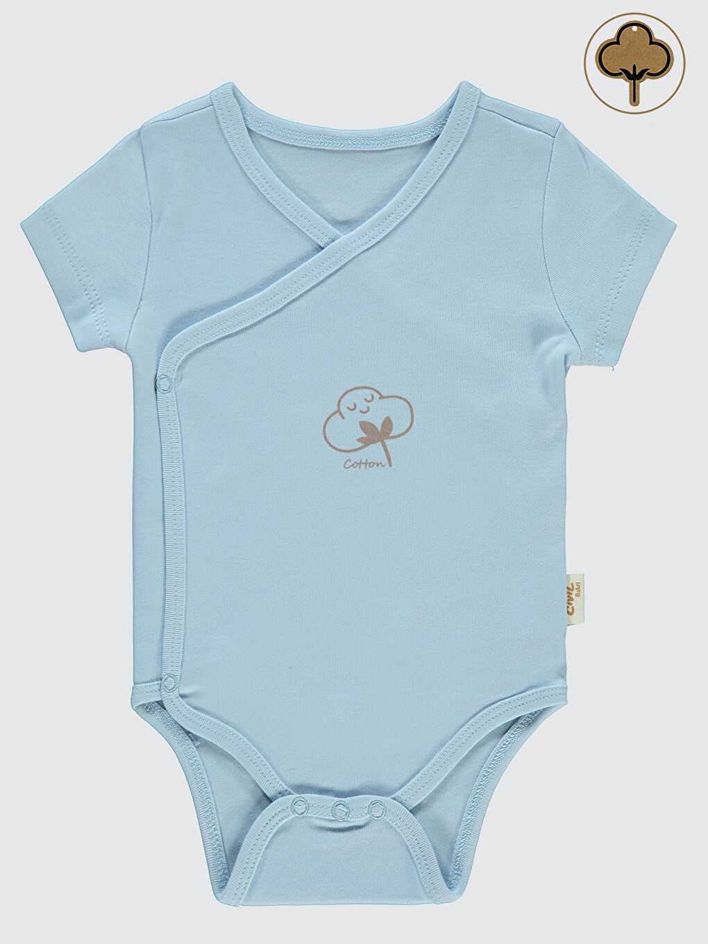 Baby Bebek Organik Çıtçıtlı Badi 0-3 Ay Mavi-1