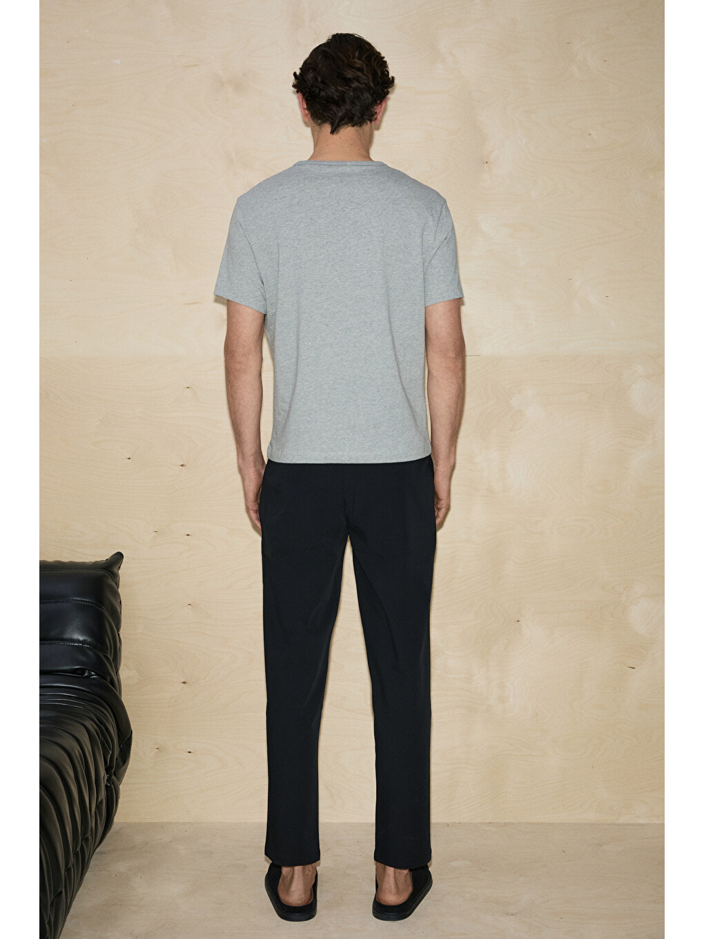 Axıon Erkek %100 Organik Pamuklu Yuvarlak Yakalı Regular Fit Gri Melanj T-shirt-3