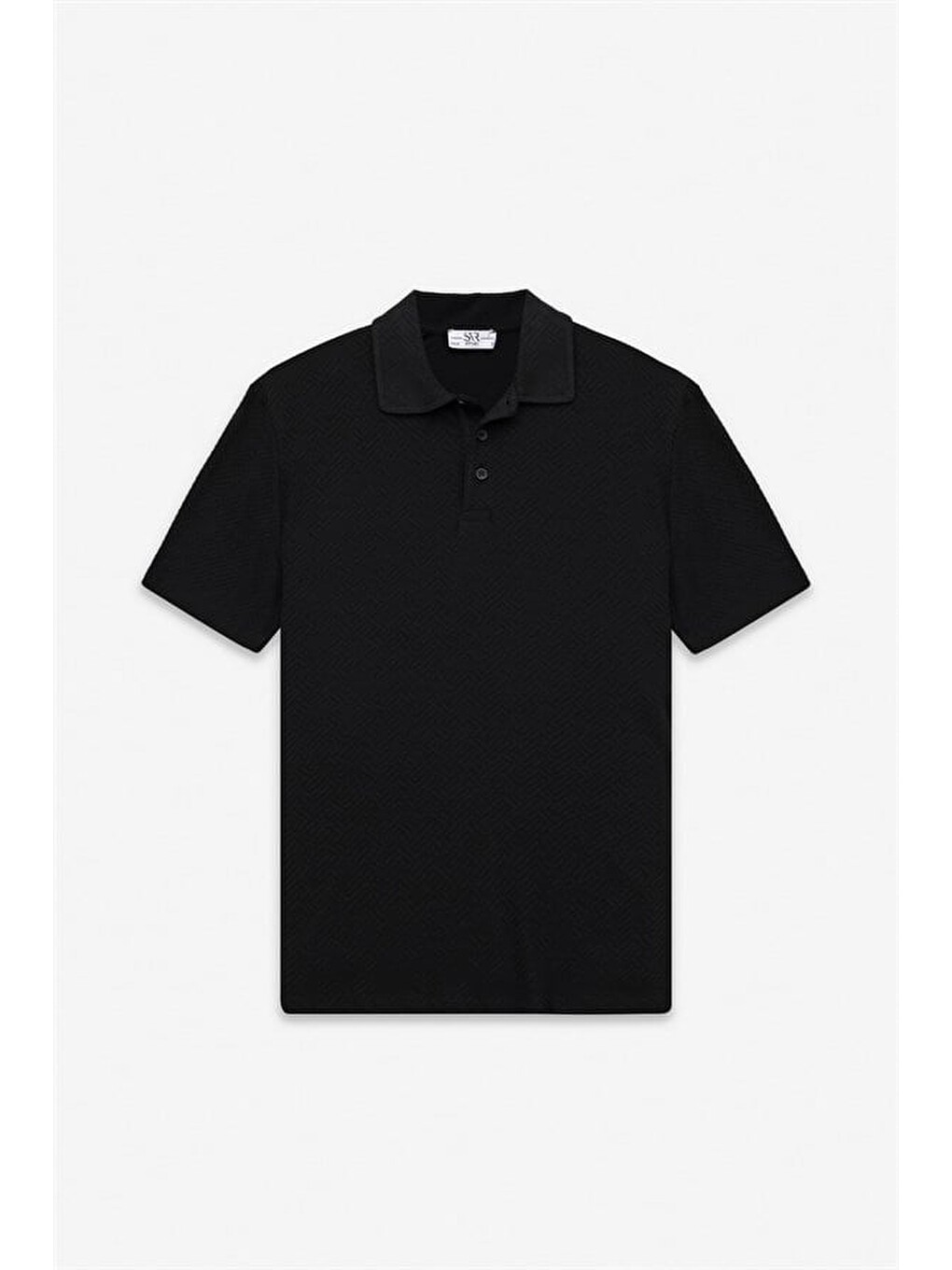 Siyah Regular Karışık Desen Baskısız Jakarlı Düğmeli Polo Yaka Tişört-5