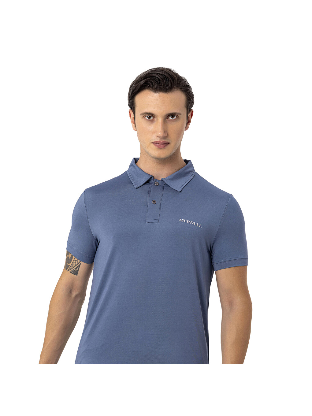 Mavi Polo Yaka Kısa Kollu Tişört-7