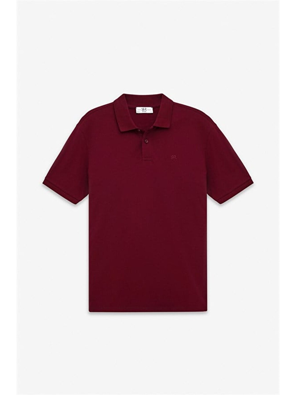 Koyu Bordo Regular Düz Nakışlı Pike Düğmeli Polo Yaka Tişört-5