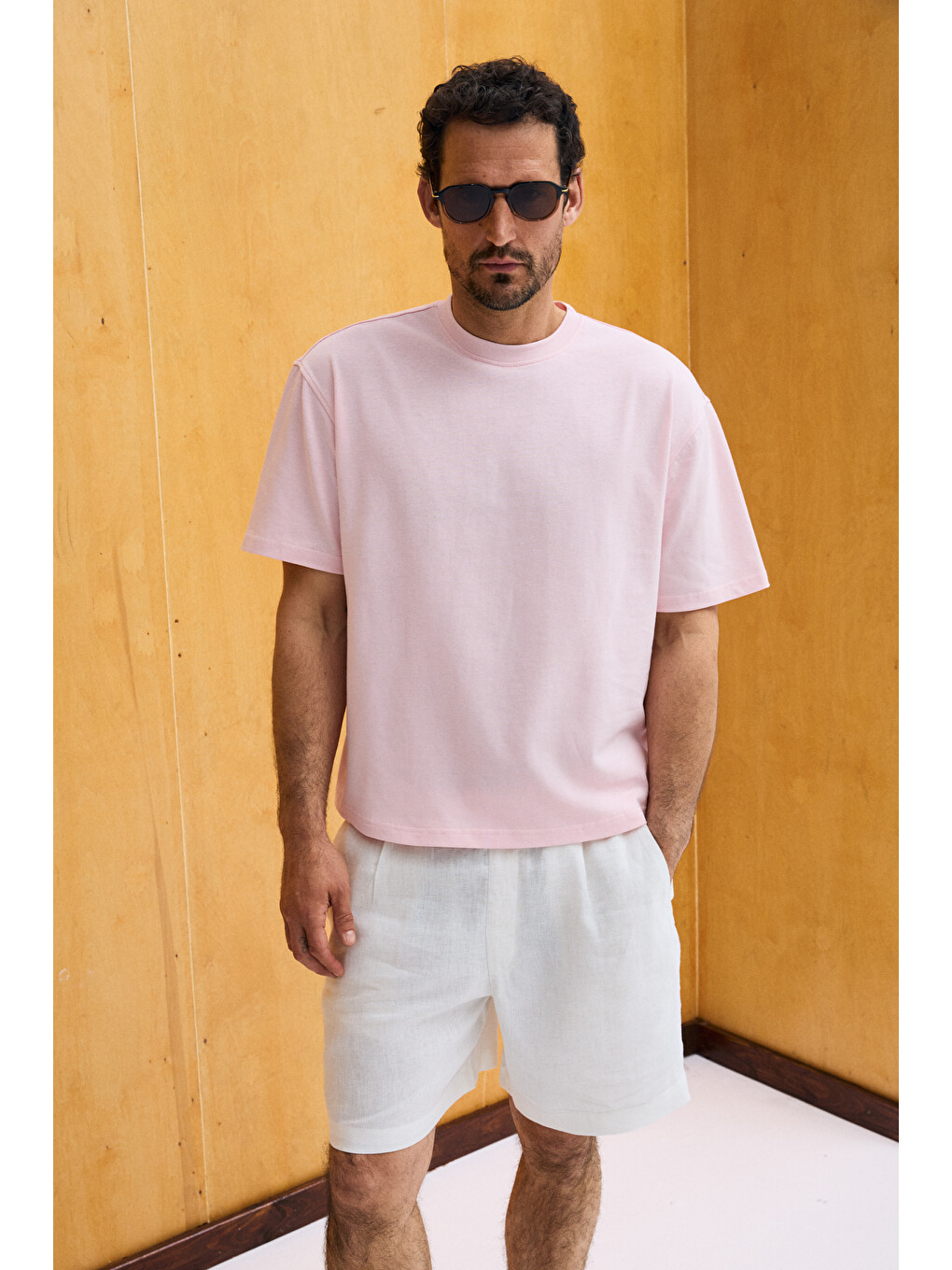 Dunno Erkek %100 Organik Pamuk Yuvarlak Yakalı Regular Fit Pembe T-shirt-1