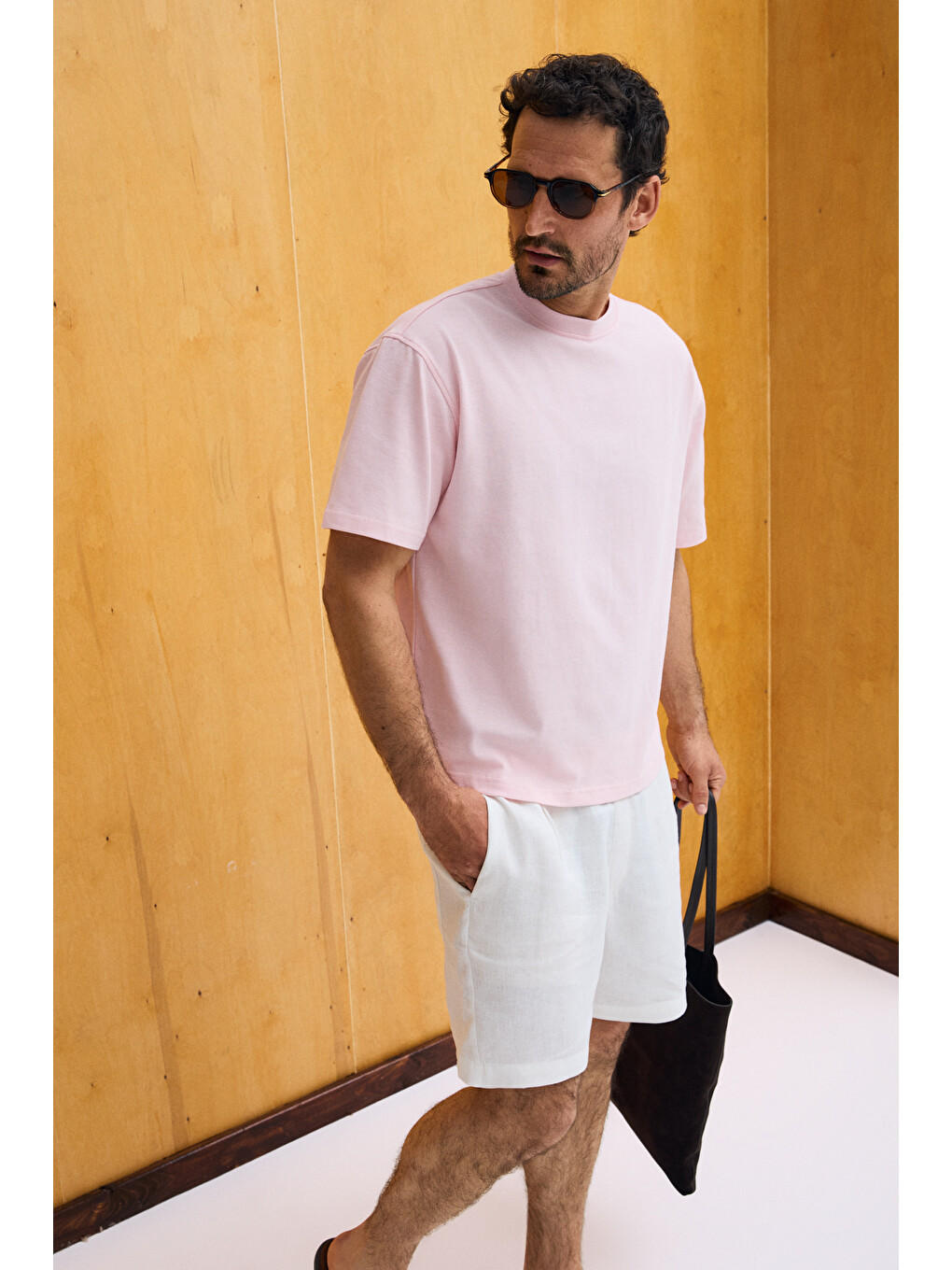 Dunno Erkek %100 Organik Pamuk Yuvarlak Yakalı Regular Fit Pembe T-shirt-2