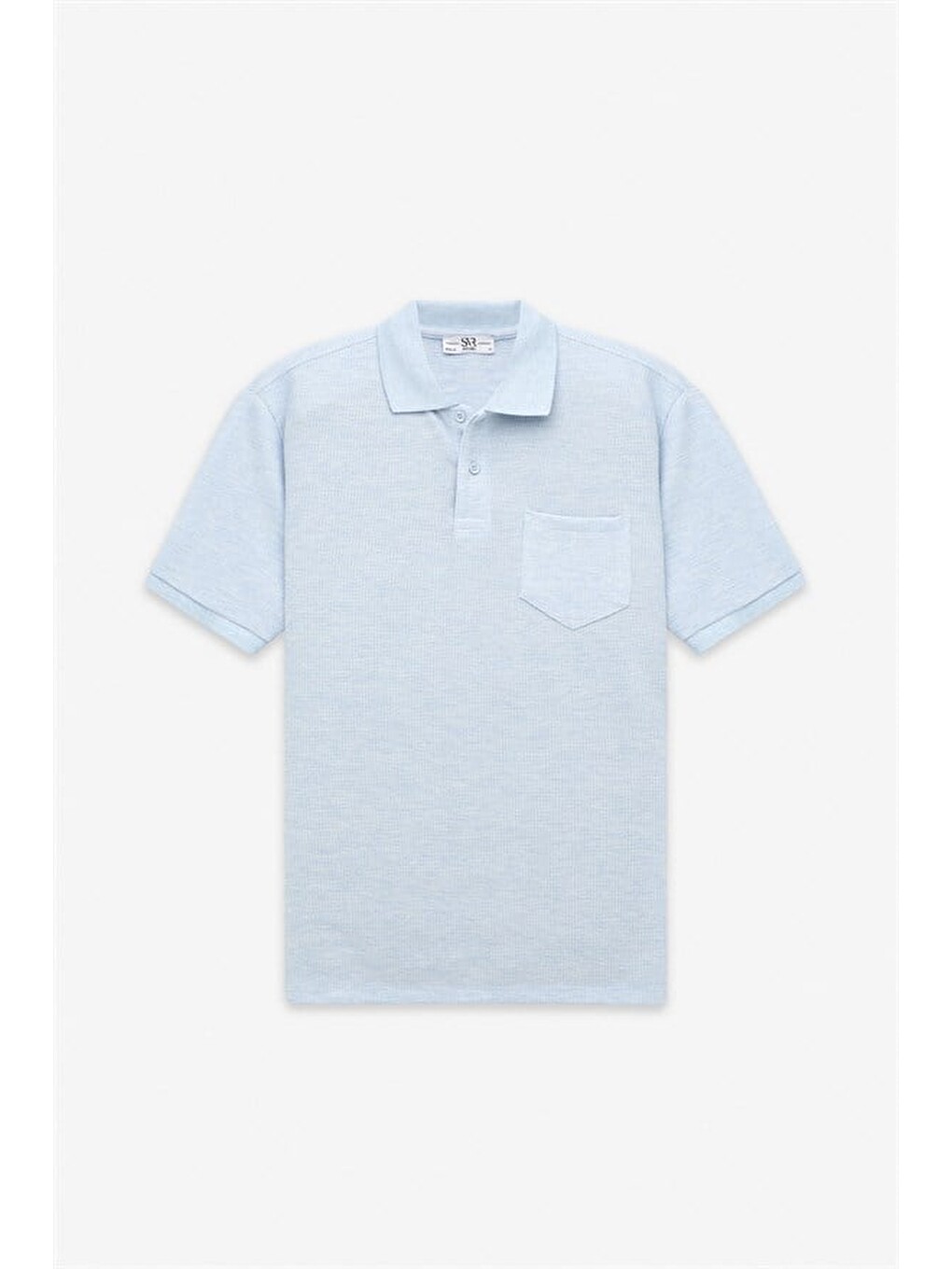 Buz Mavi Regular Düz Baskısız Pike Düğmeli Polo Yaka Tişört-4
