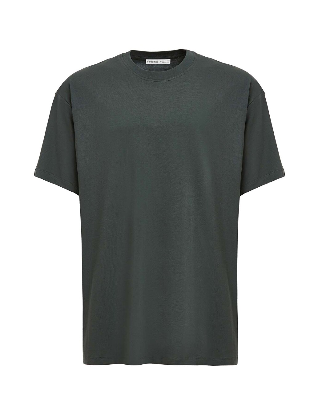 Yeşil JETT Erkek Oversize Fit %100 organik Pamuk Kalın Dokulu Bisiklet Yakalı KOYU YEŞİL T-Shirt-5