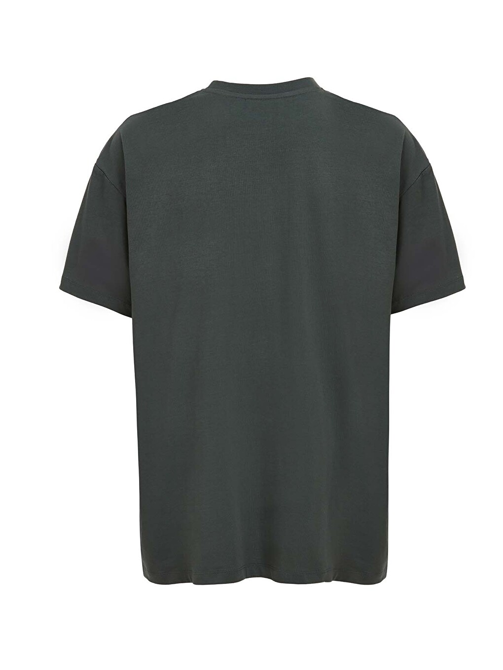 Yeşil JETT Erkek Oversize Fit %100 organik Pamuk Kalın Dokulu Bisiklet Yakalı KOYU YEŞİL T-Shirt-6