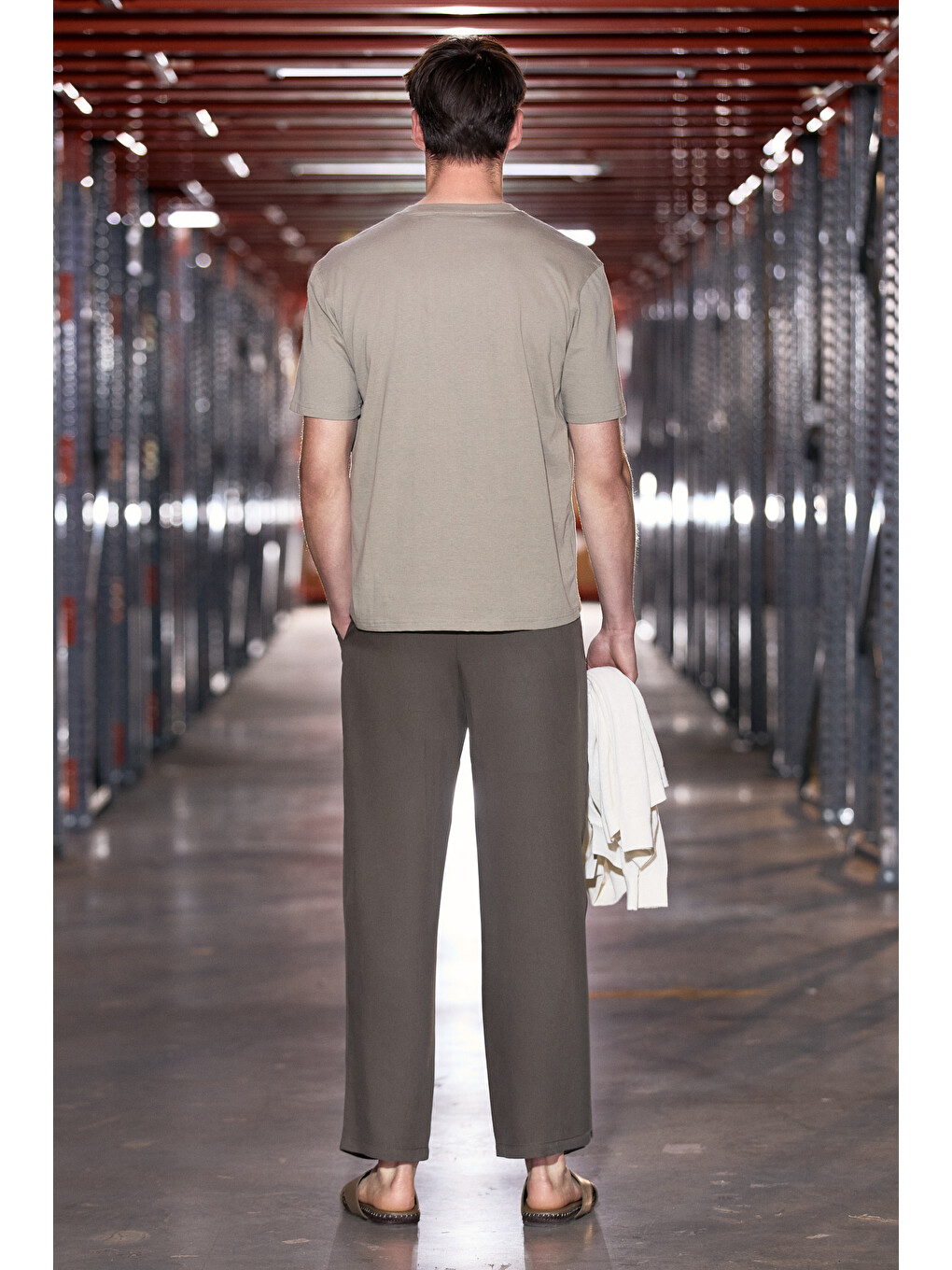 Haki JETT Erkek Oversize Fit %100 organik Pamuk Kalın Dokulu Bisiklet Yakalı KOYU HAKİ T-Shirt-3