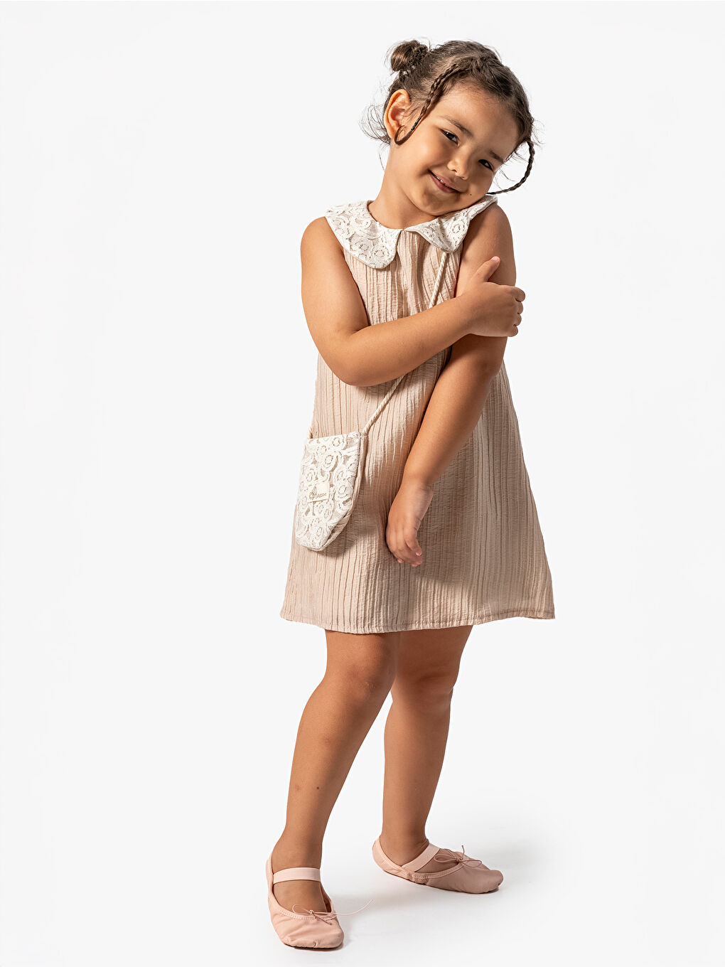 Girls Kız Çocuk Elbise 2-5 Yaş Bej-1