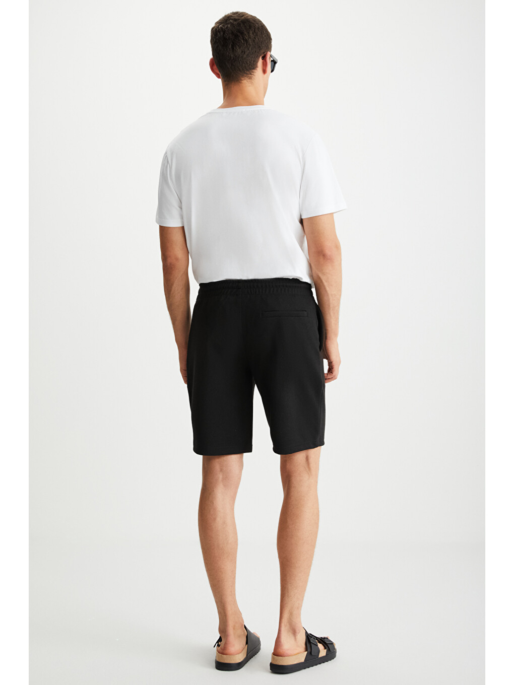 Lorven Erkek Bağlamalı Regular Fit Siyah Şort | Bermuda-3