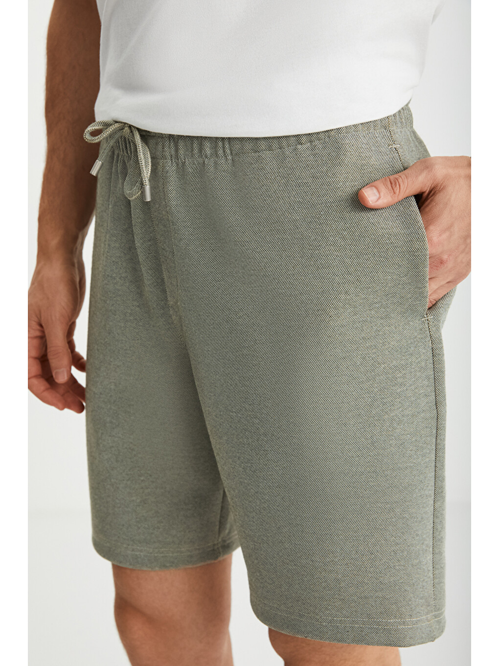Lorven Erkek Bağlamalı Regular Fit Haki Şort | Bermuda-3