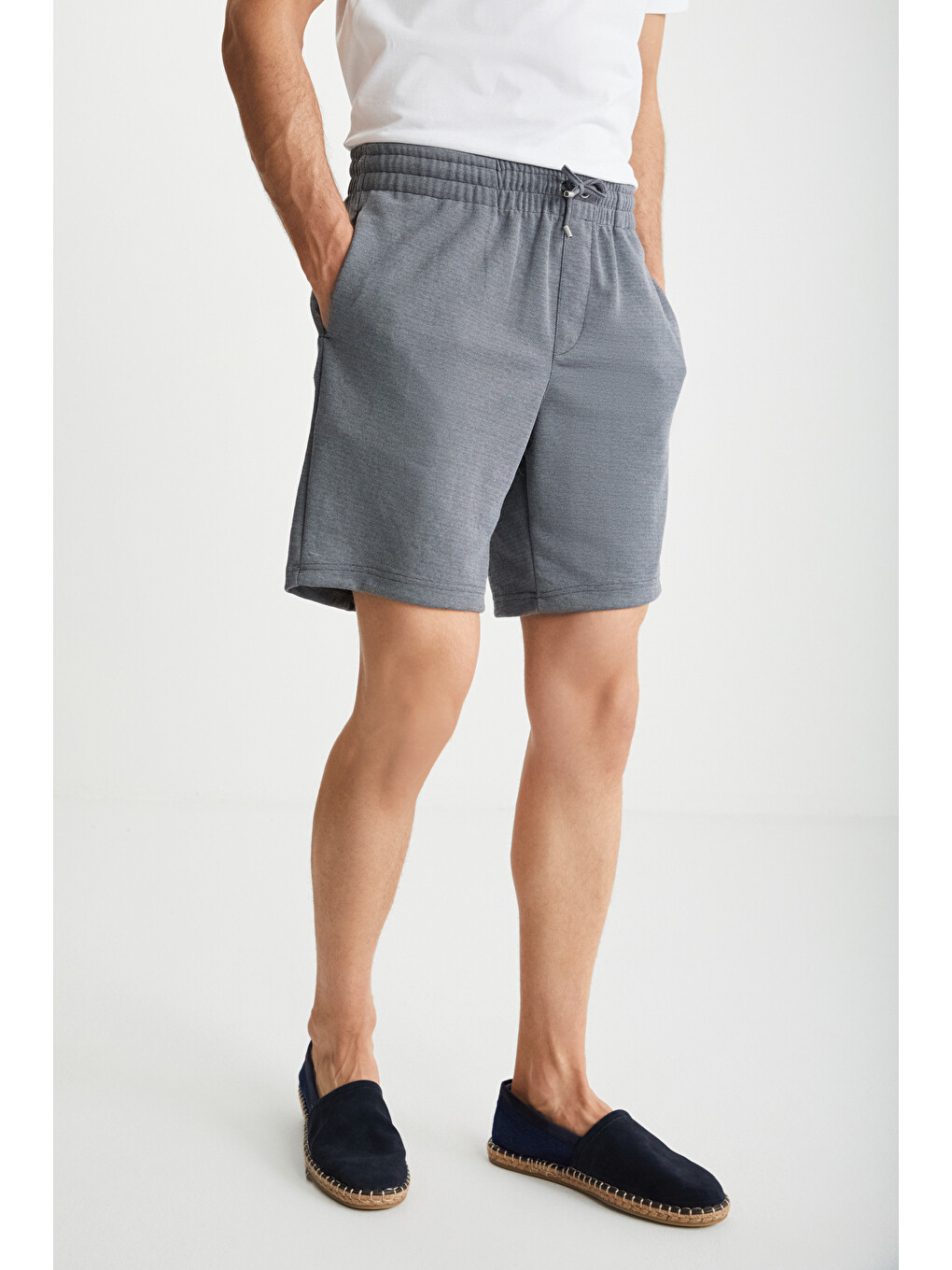 Lorven Erkek Bağlamalı Regular Fit Gri Şort | Bermuda-2