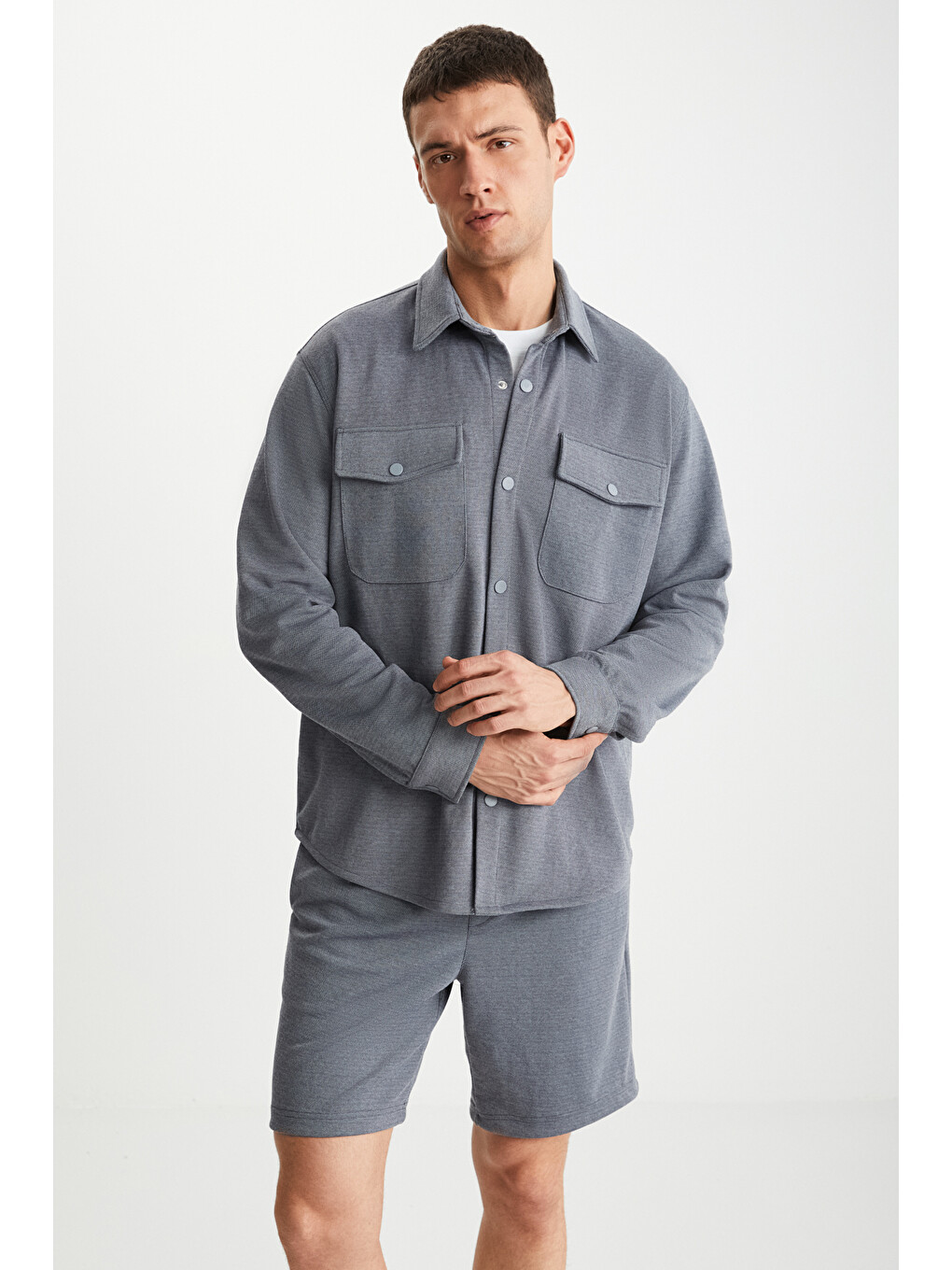 Lorven Erkek Bağlamalı Regular Fit Gri Şort | Bermuda-3