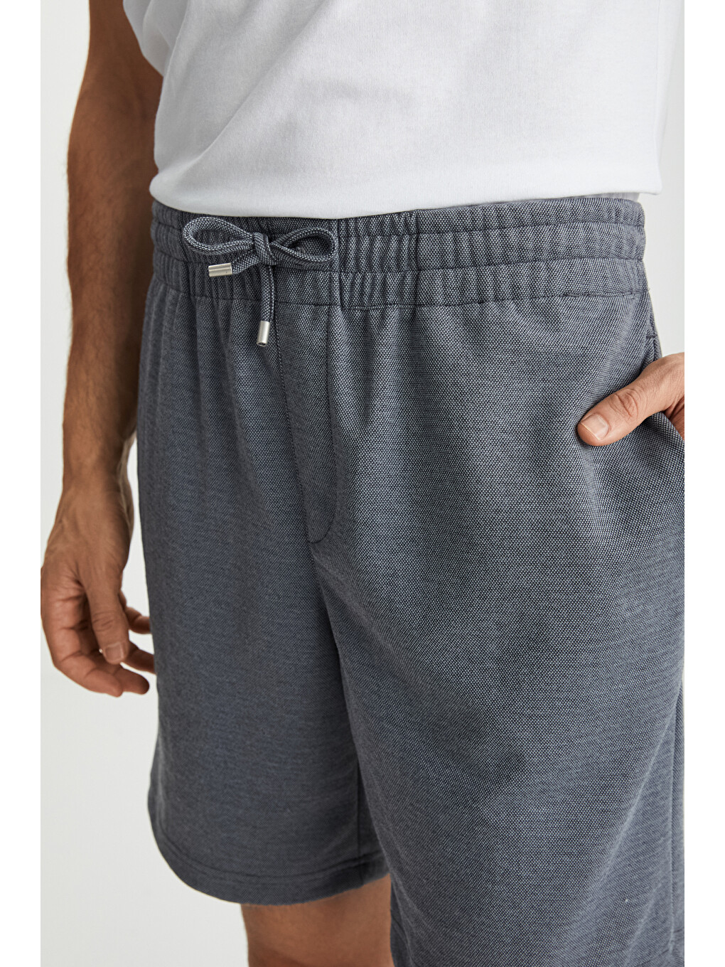 Lorven Erkek Bağlamalı Regular Fit Gri Şort | Bermuda-4