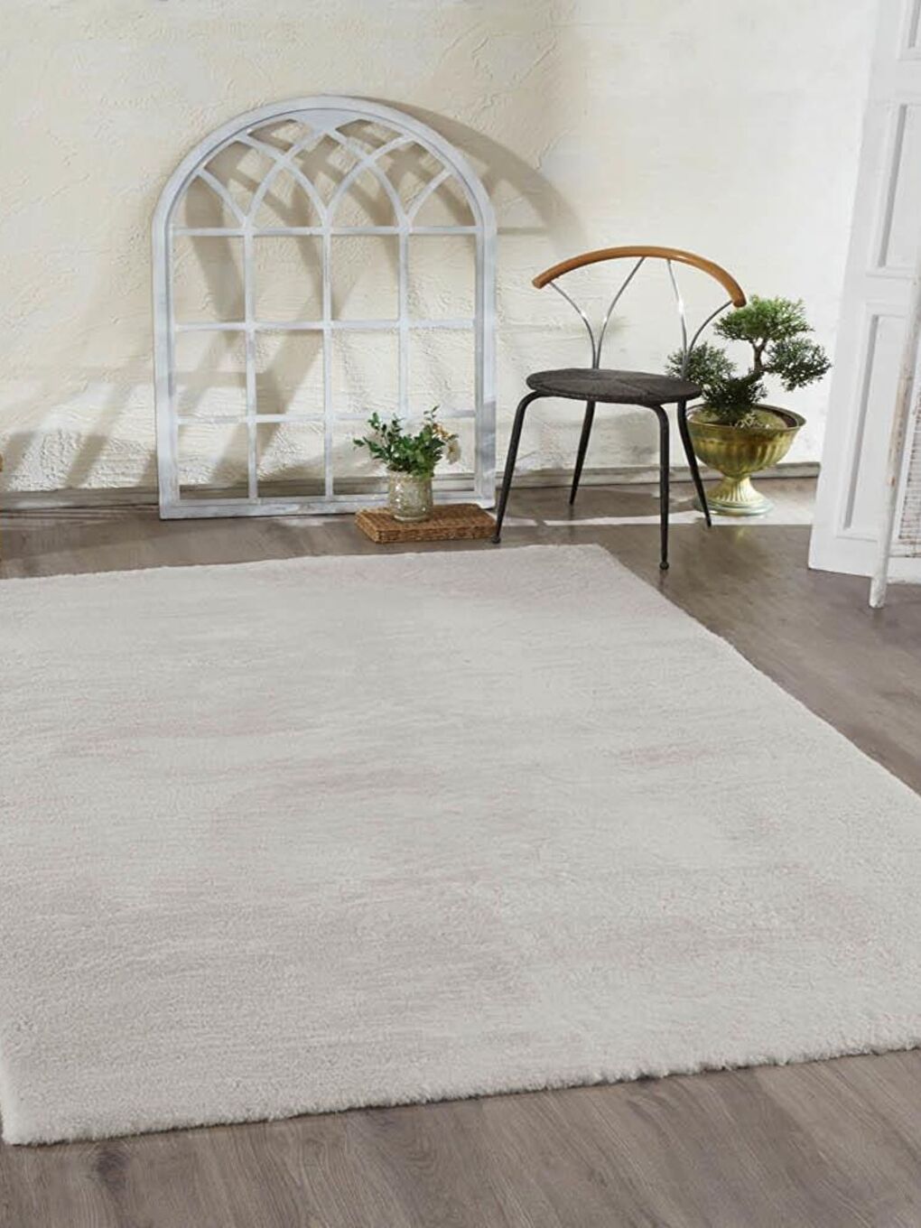 Beyaz Kürk Halı 160x220 Kül
