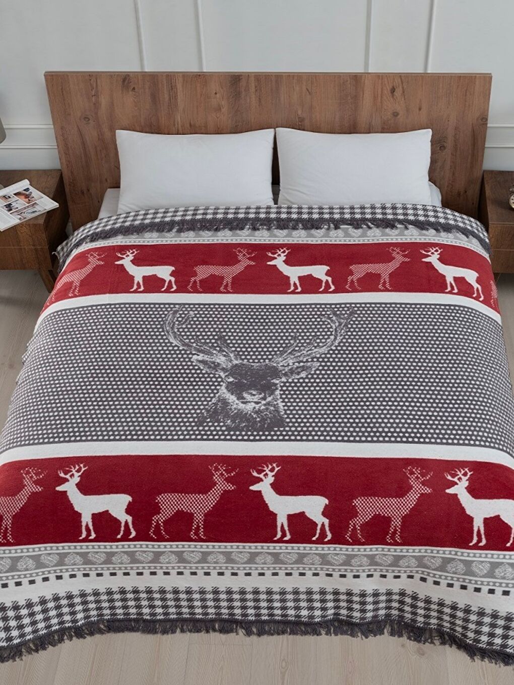 Beyaz Çift Kişilik Pamuklu Battaniye 180x220 Peaceful